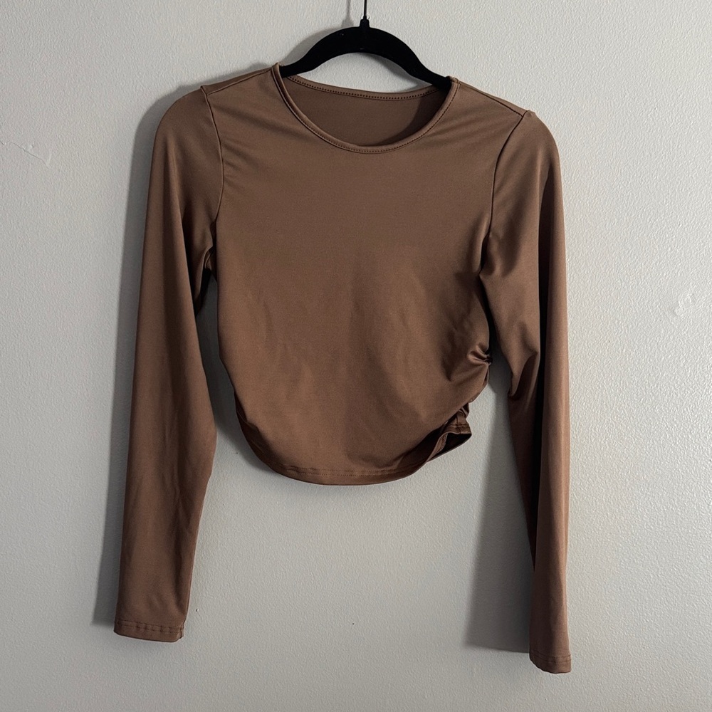 SHEIN Brown Long Sleeve Cropped Women's Top